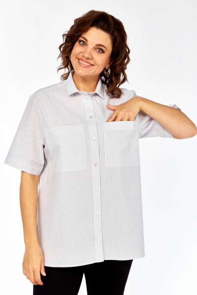 Рубашка Avenue 0338-4 полоска_серый+молочный - фото 8