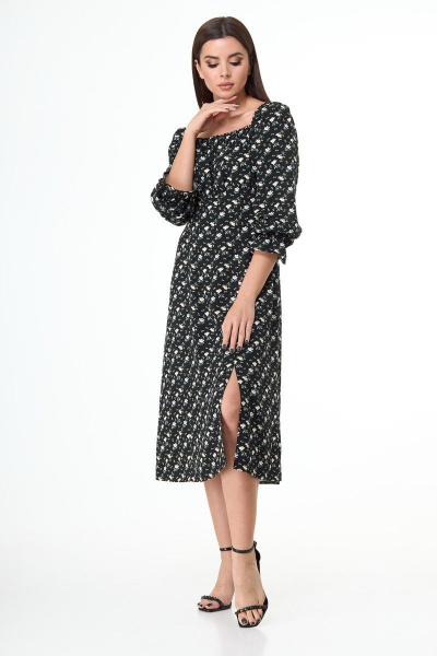 Платье Anelli 1040 черный_цветы - фото 11