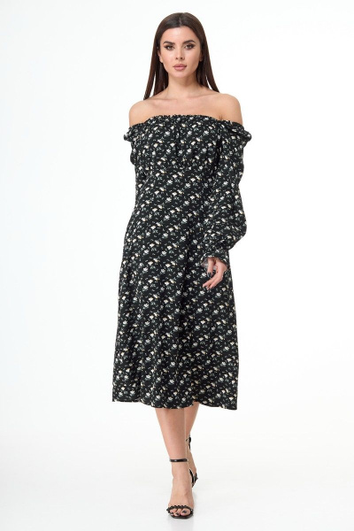 Платье Anelli 1040 черный_цветы - фото 3