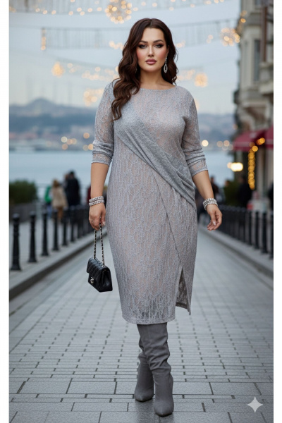 Платье Vittoria Queen 26313 серебристый - фото 6