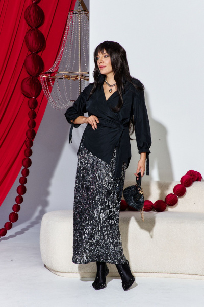 Блуза, юбка Vittoria Queen 27313 черно-серебристый - фото 1