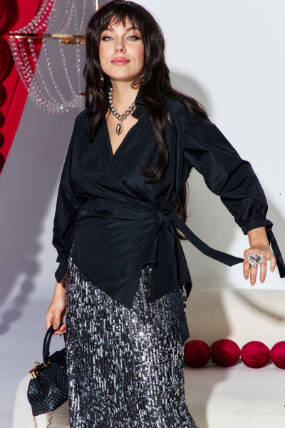 Блуза, юбка Vittoria Queen 27313 черно-серебристый - фото 2