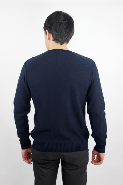 Джемпер мужской из трикотажа с длинным рукавом и бейкой-ластик Полесье С5622-19 9С0372-Д43 182,188 т.синий - фото 4