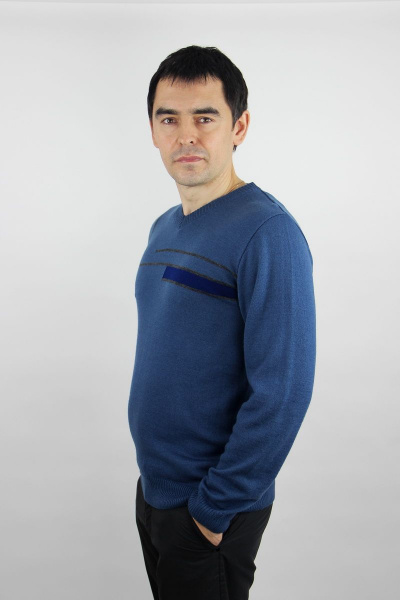 Джемпер мужской из трикотажа с V-образным вырезом и ластиком Полесье С5664-20 0С8621-Д43 170,176 габардин - фото 3