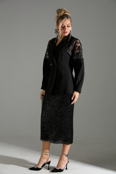 Жакет, юбка LM К72042 черное_кружево - фото 5