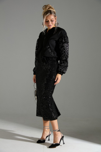 Бомбер, юбка LM К168042 черный - фото 4