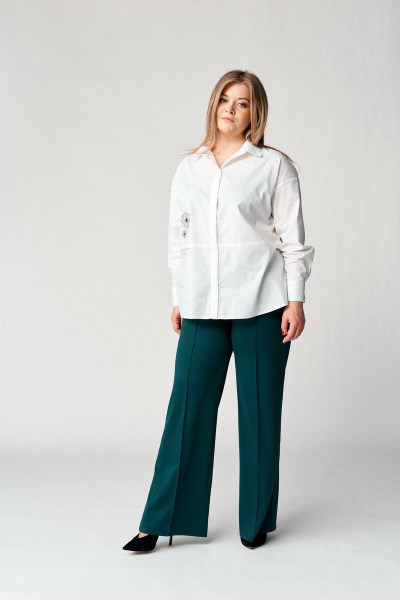 Свободные широкие брюки из трикотажа с высокой талией Almirastyle 156 зелёный - фото 3