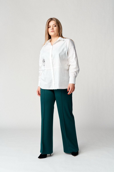 Свободные широкие брюки из трикотажа с высокой талией Almirastyle 156 зелёный - фото 1