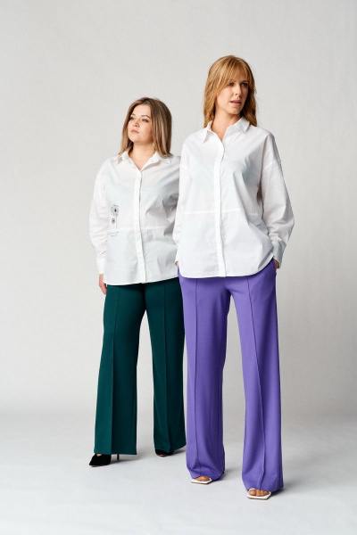 Свободные широкие брюки из трикотажа с высокой талией Almirastyle 156 зелёный - фото 2