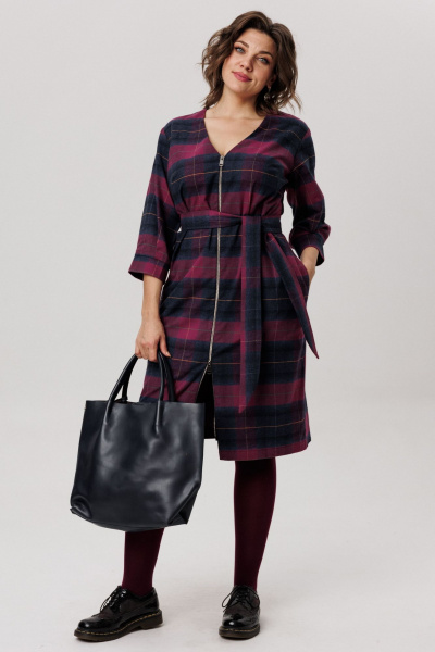 Платье Anelli 1728 винная_геометрия - фото 1