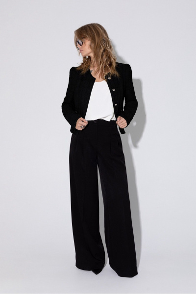 Костюм-двойка из шанель с широкими брюками палаццо PiRS 5410 черный - фото 4