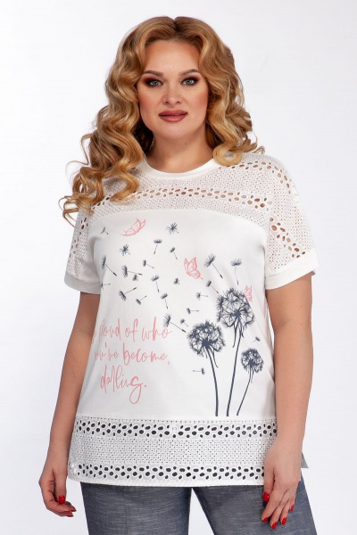 Блуза, брюки Tellura-L 1579 розовая_надпись - фото 2