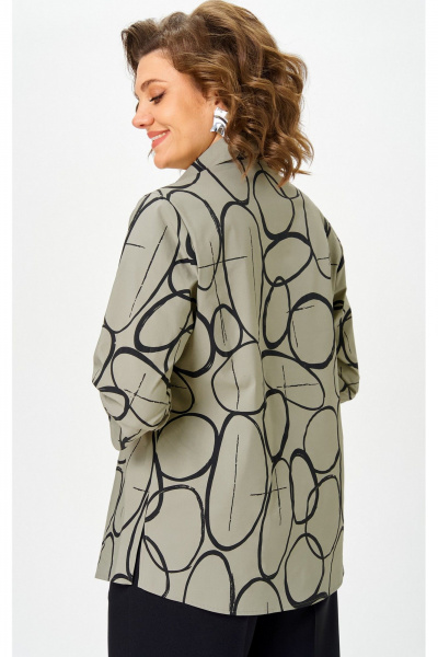 Блуза БелЭльСтиль 877-3 26 22 олива-черный - фото 6