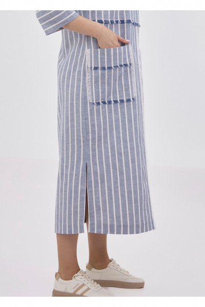 Платье Полинушка 420лх бело-синяя_полоска - фото 5