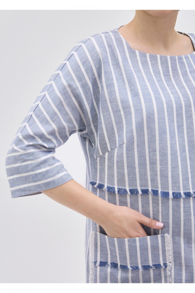 Платье Полинушка 420лх бело-синяя_полоска - фото 4