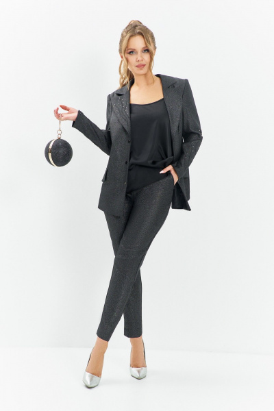 Брюки, жакет Euromoda 668 черный_с_блеском - фото 1