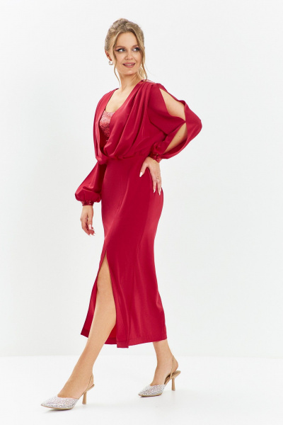Платье Euromoda 669 красный - фото 3