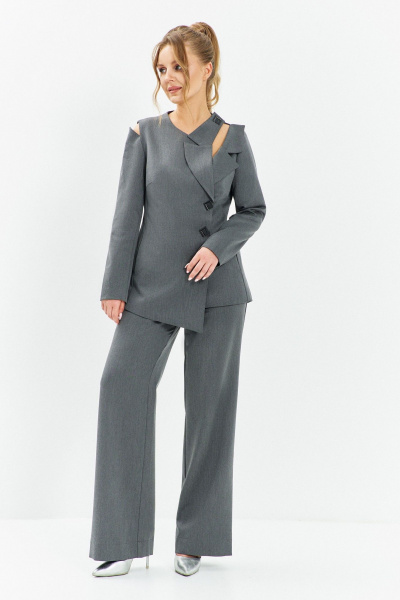 Брюки, жакет Euromoda 637 серый - фото 1