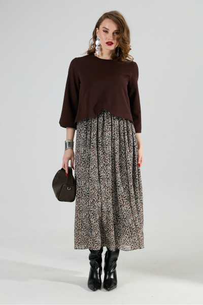 Платье NikVa 740-20 шоколад_шоколадная абстракция - фото 6