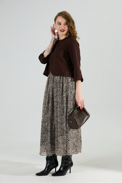 Платье NikVa 740-20 шоколад_шоколадная абстракция - фото 5