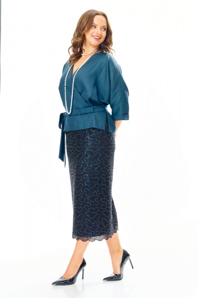 Блуза, юбка T&N 7706 синий-морской-черный - фото 6