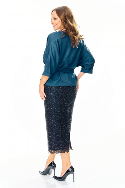 Блуза, юбка T&N 7706 синий-морской-черный - фото 5