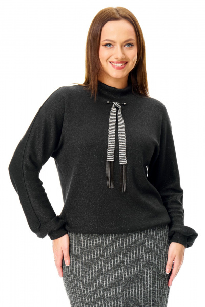 Джемпер, юбка T&N 7713 черный_полоска - фото 7