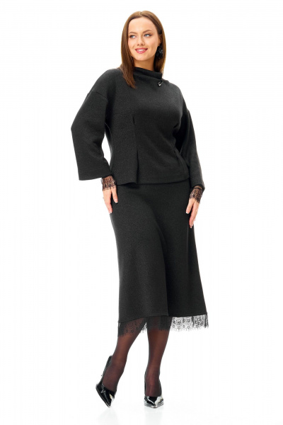 Джемпер, юбка, манжеты T&N 7721 черный - фото 1