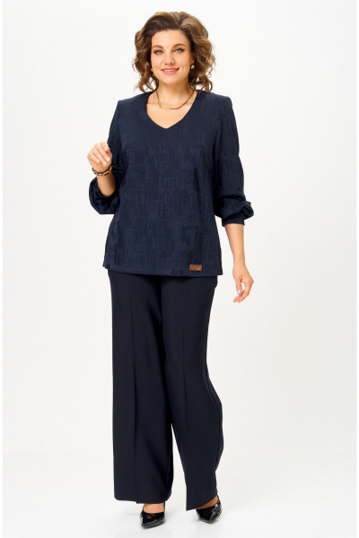 Блуза БелЭльСтиль 879-3_29_22 синий принт - фото 4