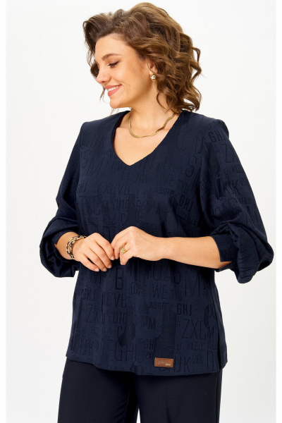 Блуза БелЭльСтиль 879-3_29_22 синий принт - фото 2