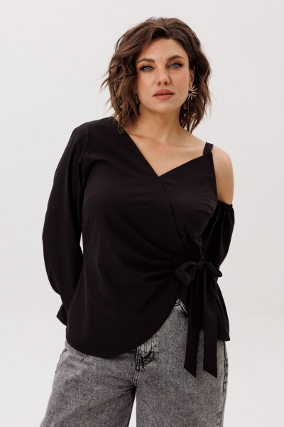 Блуза Anelli 1760 черная_орхидея - фото 8