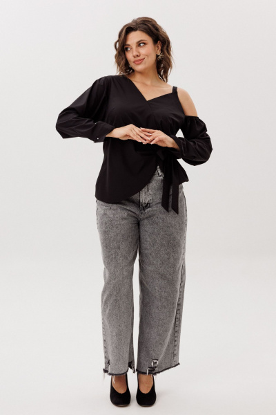 Блуза Anelli 1760 черная_орхидея - фото 7