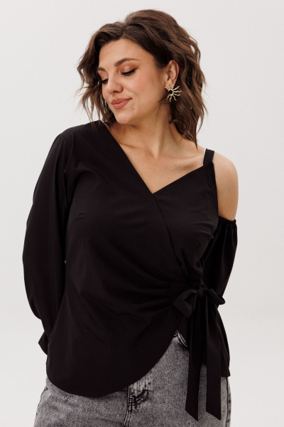 Блуза Anelli 1760 черная_орхидея - фото 4