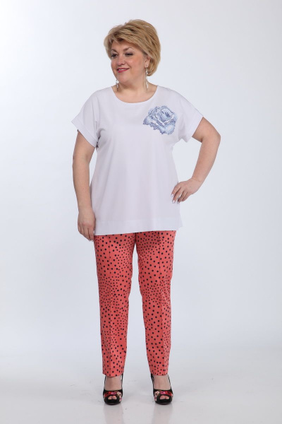 Брюки женские зауженные 7/8 из хлопка с подрезами Djerza 072А коралл - фото 2