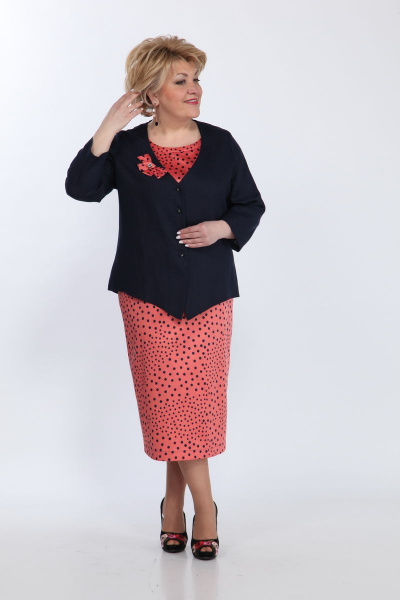 Костюм из платья и жакета с разрезом и круглыми вырезами Djerza 2019 - фото 5