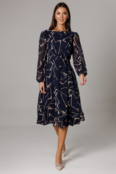 Платье Ларс Стиль 1161 сине-бежевый - фото 2