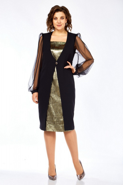 Платье Милора-стиль 1417 черный+золото - фото 3