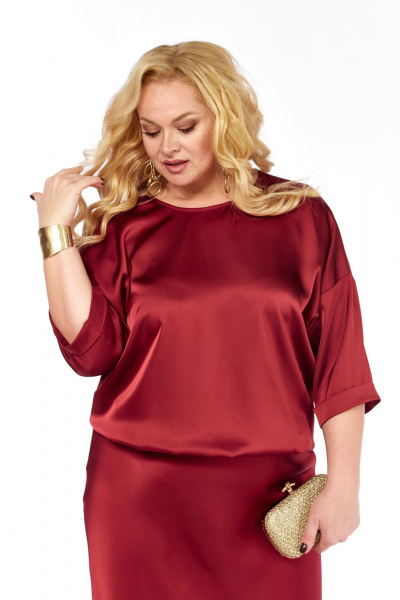 Блуза, юбка Элль-стиль 2449/1 бордо - фото 5