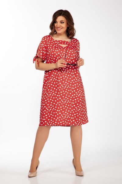 Платье Lady Secret 3653.1 алый+горошек - фото 3