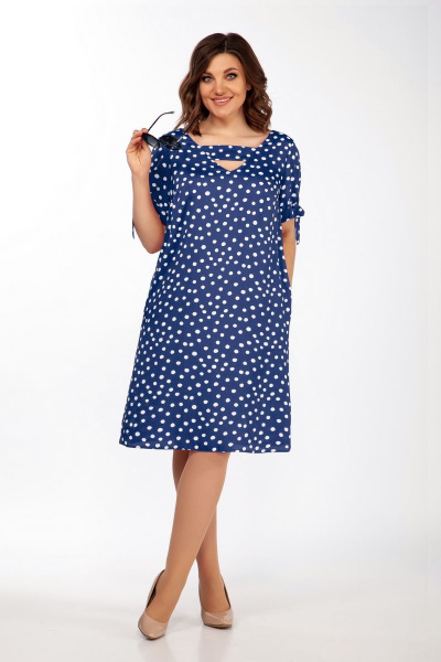 Платье Lady Secret 3653.1 синий+горошек - фото 1