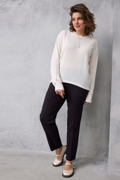 Брюки BegiModa 6078 черный_баклажан - фото 4