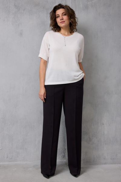 Брюки BegiModa 6079 черный_баклажан - фото 1