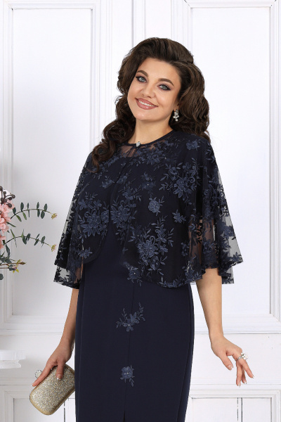 Накидка, платье Ninele 7516 синий - фото 9