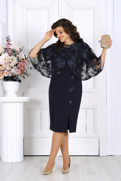 Накидка, платье Ninele 7516 синий - фото 10