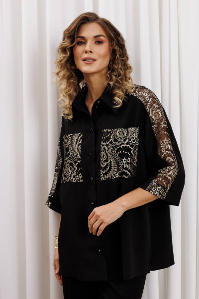 Блуза Gizart 15401 черный, золото - фото 5