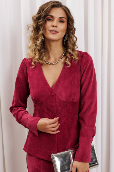 Блуза Gizart 15421 брусничный - фото 3