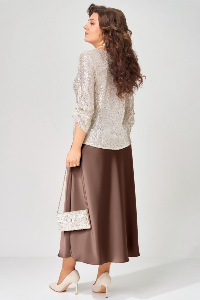 Блуза, клатч, юбка Fita 4153 шоколадно-бежевый - фото 7