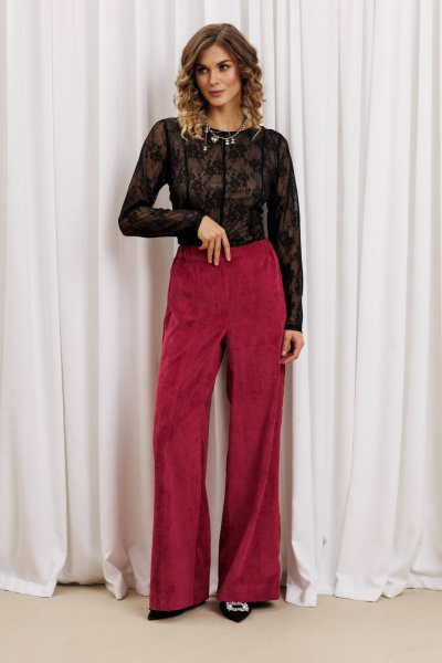 Блуза, брюки Gizart 5439 черный,брусничный - фото 2