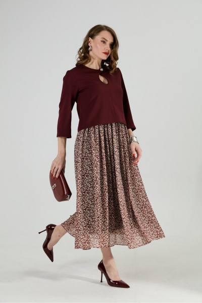 Платье NikVa 1009-1 бургунди/цветы_на винном фоне - фото 6