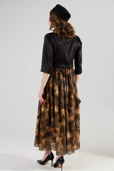 Платье NikVa 514-4 чёрный/ кофейный_леопард - фото 13